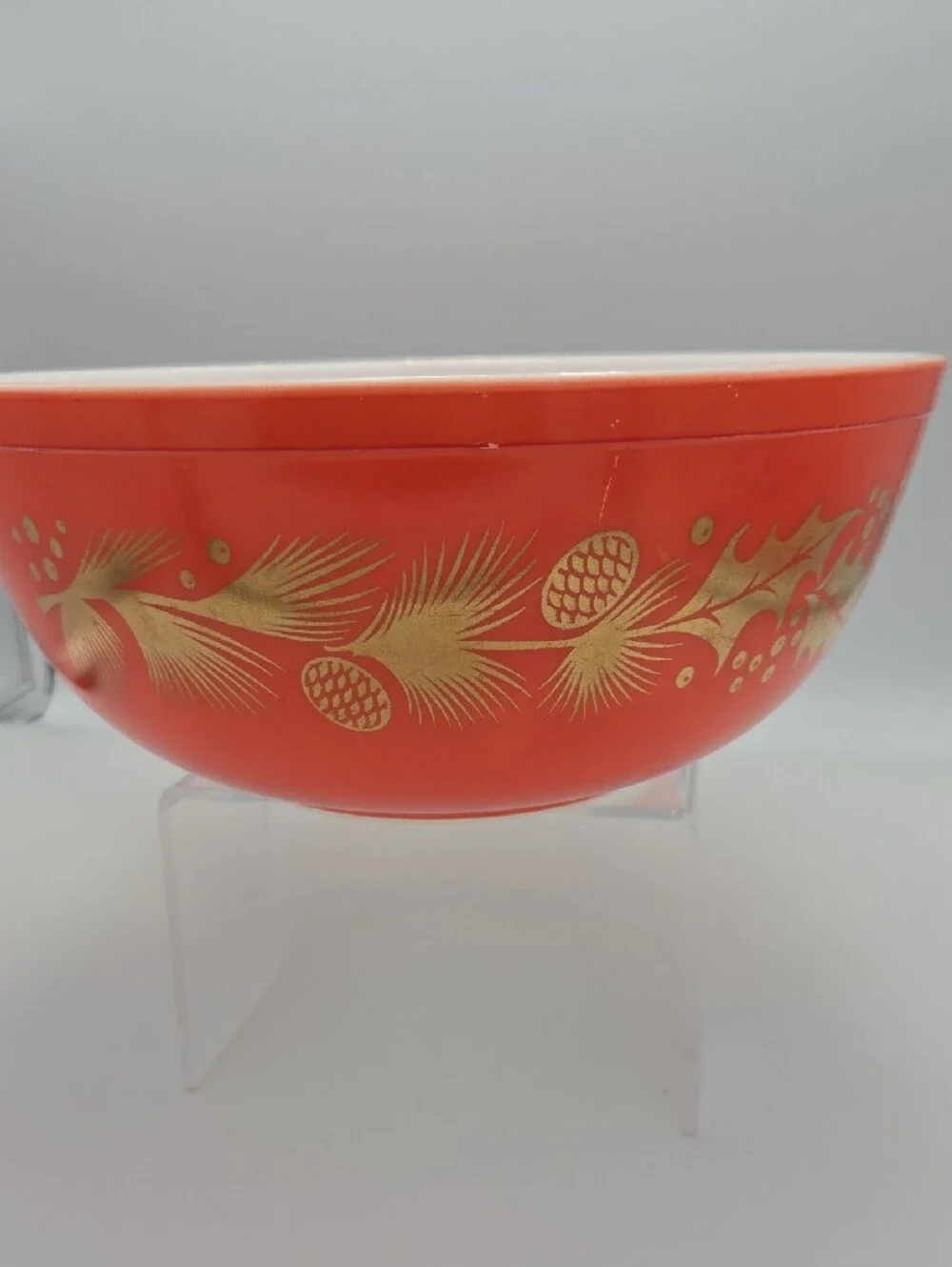 Pyrex White Bowl with Red Rim